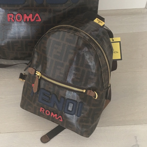 Fashion FF Mania Backpack Zucca Coated Canvas Mini - Picture 1 of 16